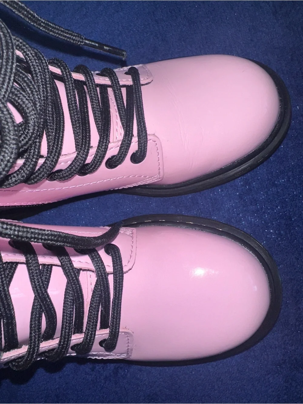 Dr. Martens Boots Kids Pale Pink Patent Leather Lace Up Girls 1460J Size 1Y
